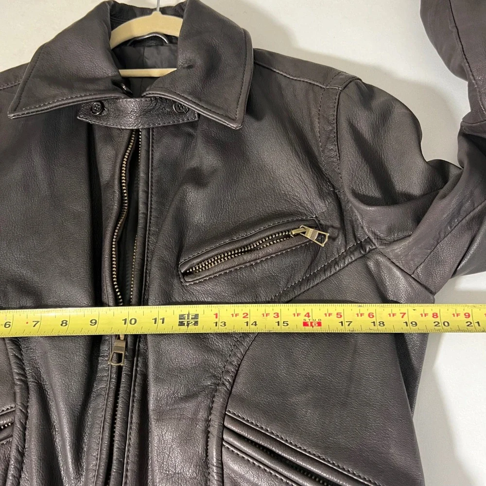 Gazzarini Italy Moto Jacket Mens 48 IT Brown Genuine‎ Italian Leather Classic